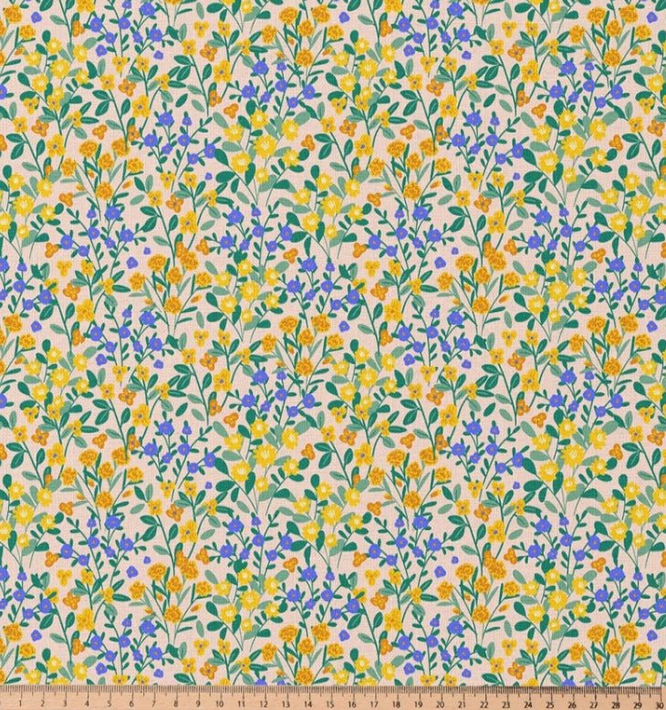 Attēls ar Premium 100% kokvilnas audums - smalka ziedu pļava 115 g/m² – pieejams Šarlotes audumi
