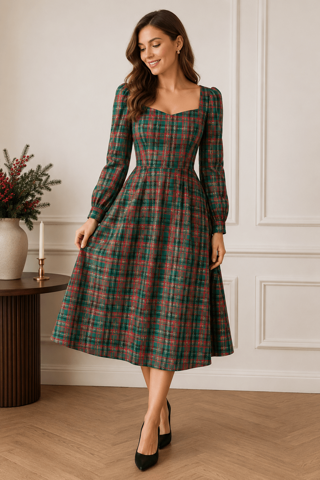 Image of premium 100% cotton fabric - gold shimmer check pattern 120 g/m² - available online at Šarlotes audumi