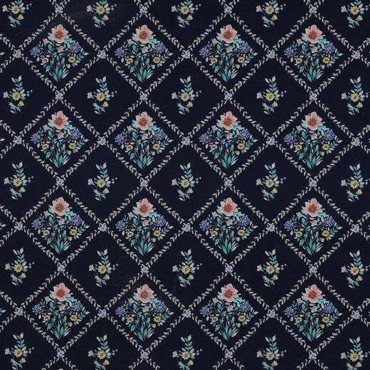 Attēls ar Premium 100% kokvilnas audums - ziedu rombi 115 g/m² – pieejams Šarlotes audumi