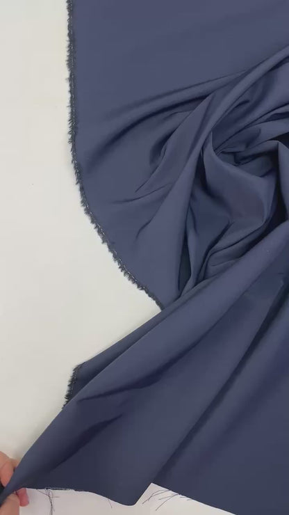 Tissu en laine avec soie - bleu foncé 160 g/m²
