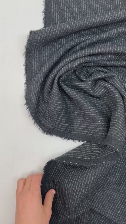Wool fabric - black with fine stripe 240 g/m²