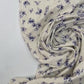 French cotton muslin fabric – white with blue flowers | 100% cotton | 160 g/m² | 145 cm