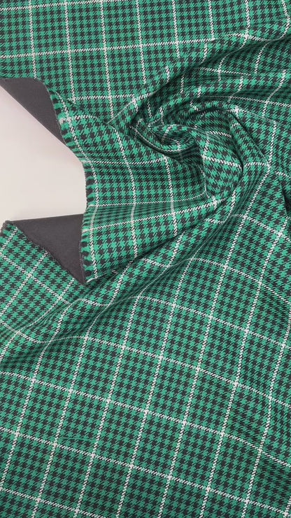 Tweed en laine à carreaux verts 400 g/m²