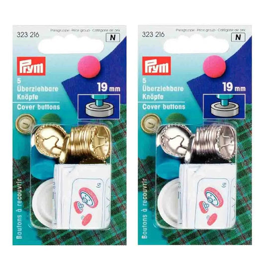 Attēls ar Prym pogas pārvelkamās ar veidni | 19 mm | 5 gab. | sudraba/zeltainas – pieejams Šarlotes audumi