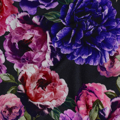 Punta di Roma knit fabric - lilac and pink flowers 280 g/m²