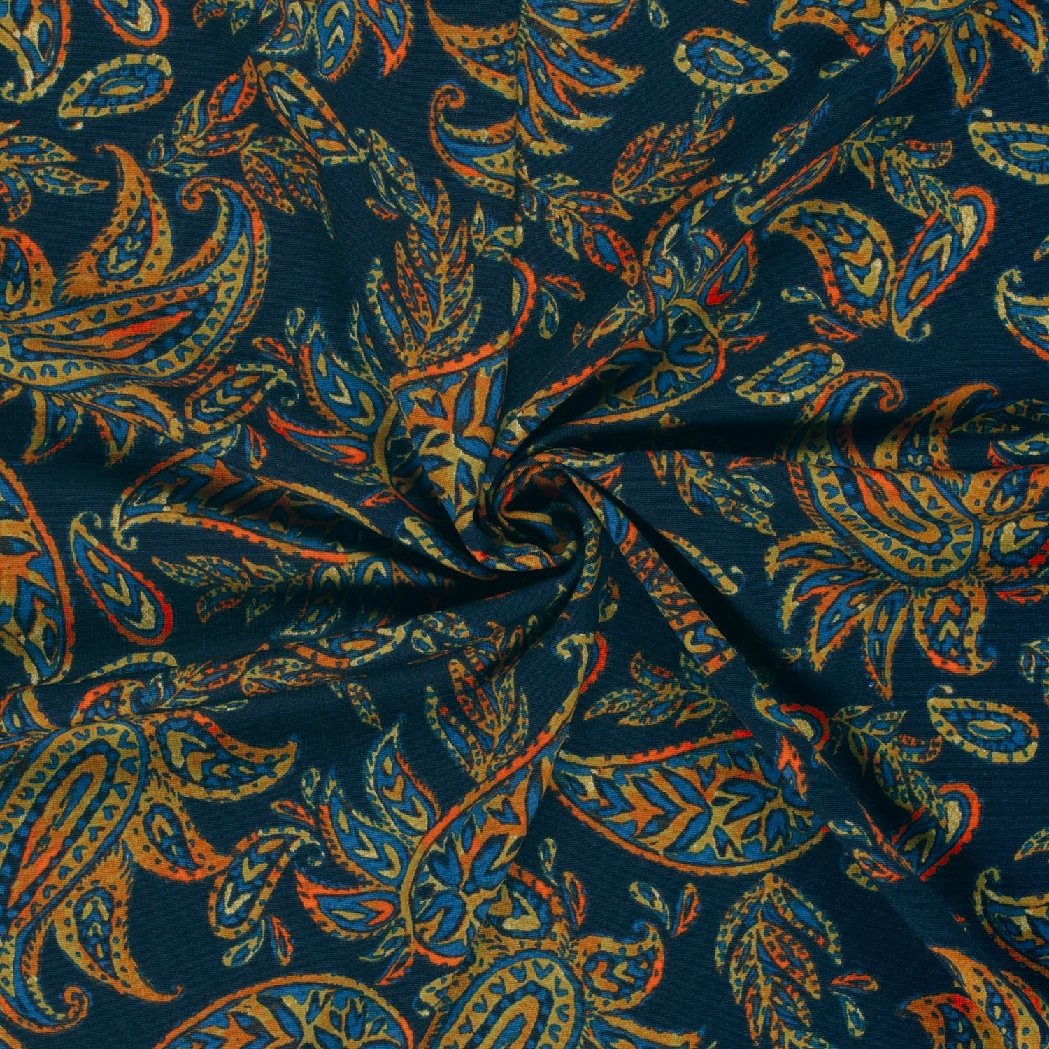 Attēls ar Punto di Roma trikotāžas audums - krāsains raksts 275 g/m² – pieejams Šarlotes audumi