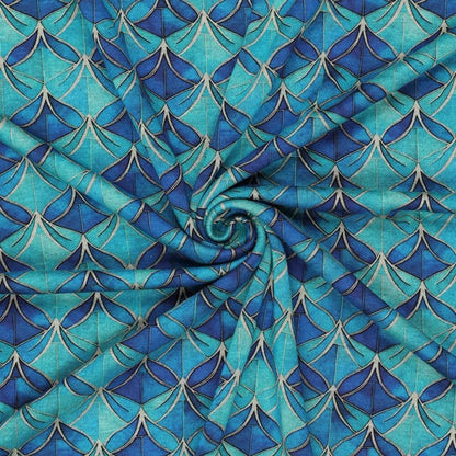 Tissu en maille Punto di Roma à motif abstrait bleu, 240 g/m² – disponible chez Šarlotes audumi