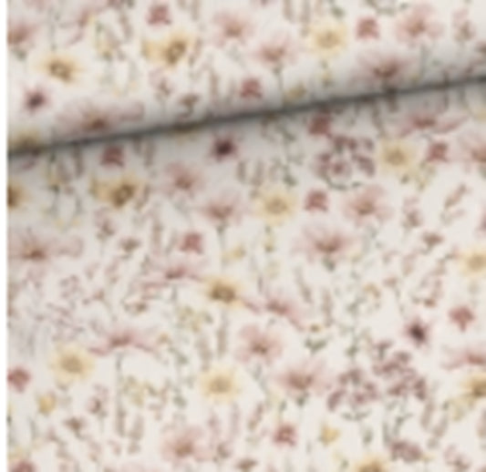 Puuvillane aasaline trikookangas – päikeseline heinamaa 250 g/m²