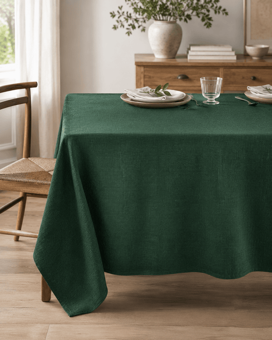 Attēls ar Raupjš lina audums – tumši zaļš, 280 g/m² – pieejams internetā Šarlotes audumi