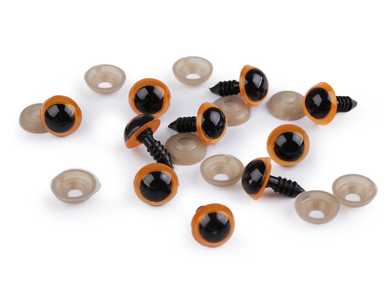 Pilt mänguasja silmadega Ø12 mm - oranžad (pakendis 5 paari) – saadaval Šarlotes audumi