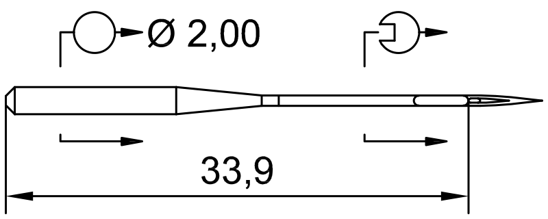 Rūpnieciskās taisnā dūriena šujmašīnas adatas trikotāžai SCHMETZ DPx5 KN SUK - Nr. 80 (10gab.)