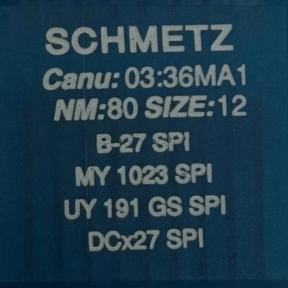 Attēls ar Rūpniecisko overloka adatas SCHMETZ DCx27 (B - 27) SPI blīviem un plāniem audumiem - 10 gab. – pieejams Šarlotes audumi