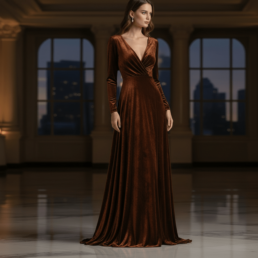 Attēls ar Samts ar elastānu - konjaks 240 g/m² – pieejams Šarlotes audumi