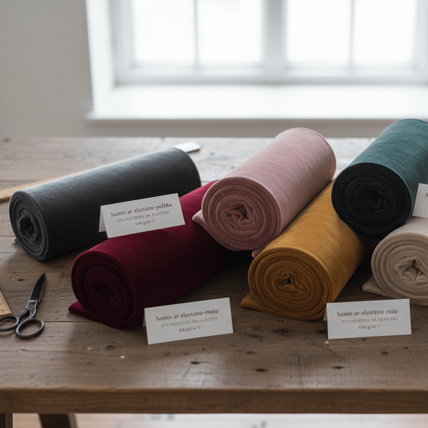 Attēls ar Samts ar elastānu - melns 240 g/m² – pieejams Šarlotes audumi