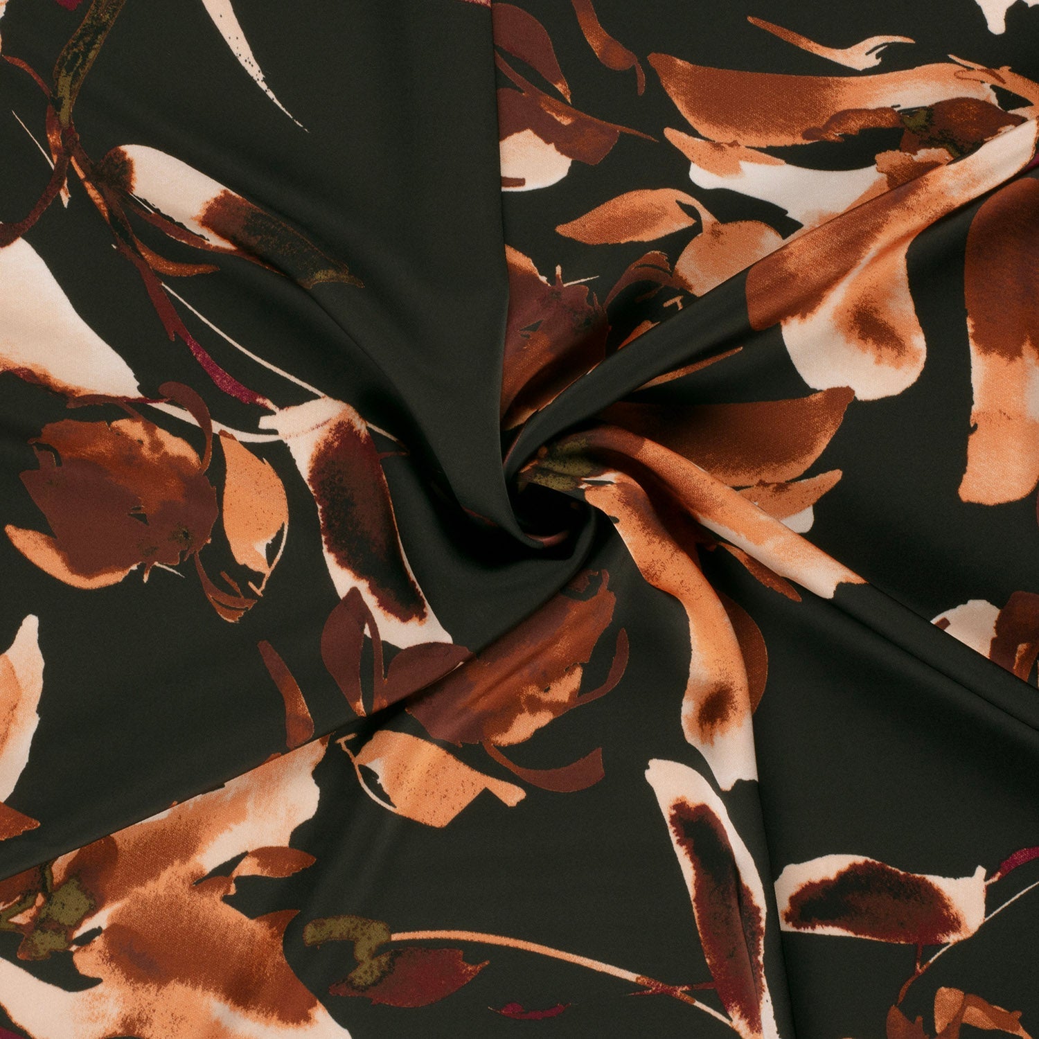 Attēls ar Satīns - abstrakti ziedi 185 g/m² – pieejams Šarlotes audumi