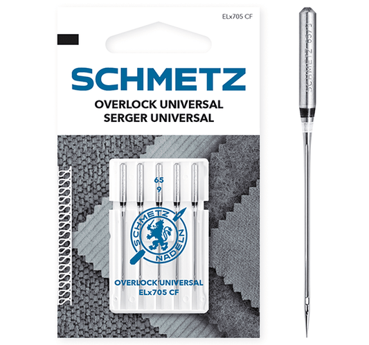 Attēls ar SCHMETZ Overloka un Koverloka adatas universālās ELx705 CF - Nr.65 (5gab.) – pieejams Šarlotes audumi