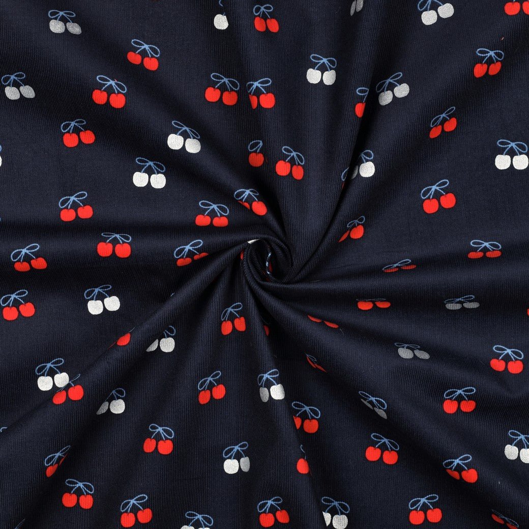 Image of Fine Cotton Velvet - Cherries – available online at Charlotte's Fabrics