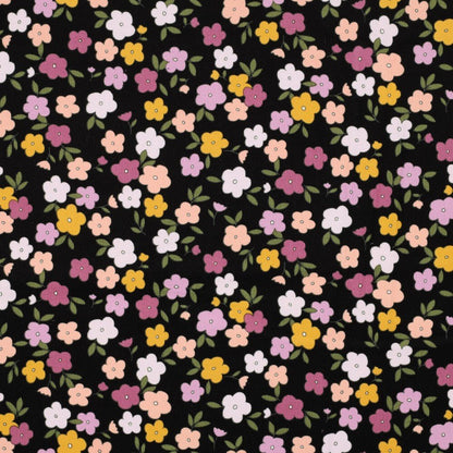 Velours côtelé de coton fin - petites fleurs 145 g/m²