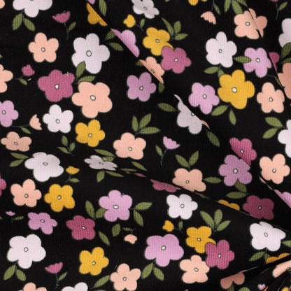 Velours côtelé en coton fin - petites fleurs 145 g/m²