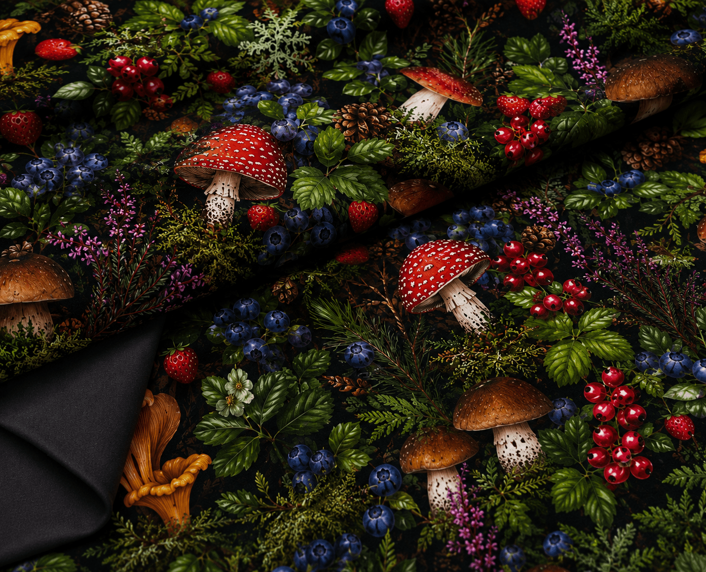 Softshell fabric - forest bounty available online at Charlotte's Fabrics