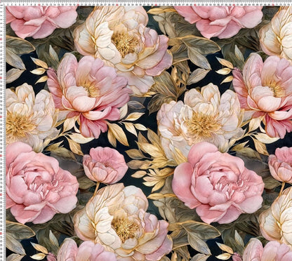Tissu softshell - Pivoines 300 g/m² (Bientôt disponible)