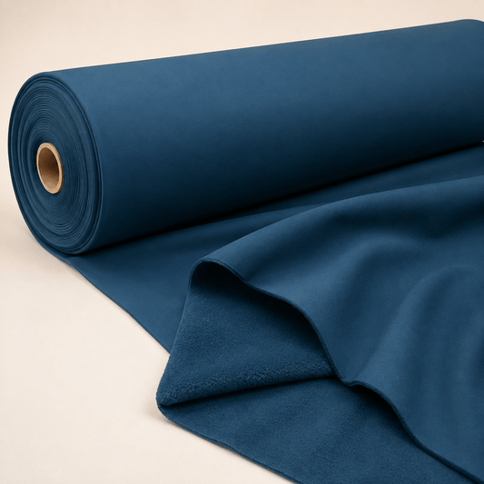 Softshell waterproof denim blue fabric – available online at Charlotte's Fabrics