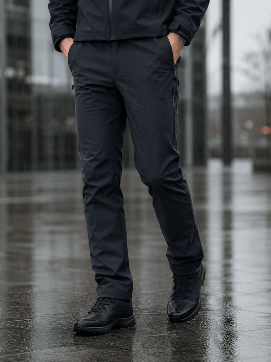 Image of water-resistant softshell fabric, navy blue – available online at Šarlotes audumi