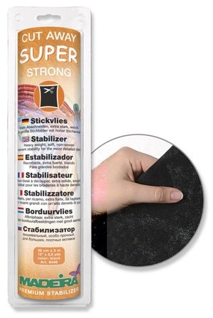 Stabilizators izgriežams augstas detalizācijas izšuvumiem Madeira Super Strong Black 30 cm × 5 m