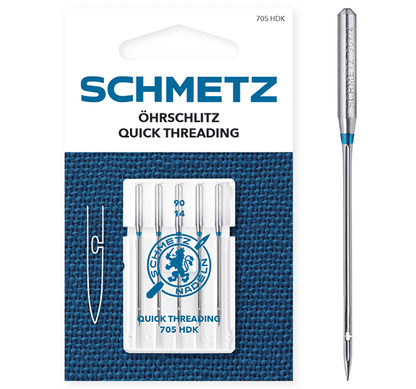 Šmükimasina nõelad kiireks niidi sissekeeramiseks SCHMETZ QUICK THREADING - Nr.90 (5 tk.)