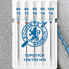 Šujmašīnu adatas dekoratīvajām šuvēm SCHMETZ TOPSTITCH NEEDLES - Nr.80/90/100 (5gab.)