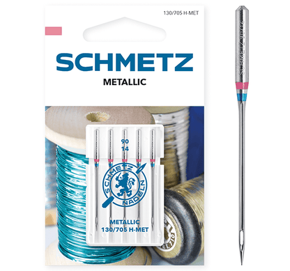 Pilt SCHMETZ METALLIC õmblusmasinanõeltest metallniitidele - nr 90 (5 tk) – saadaval Šarlotes audumi
