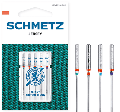 Aiguilles pour machine à coudre pour jersey SCHMETZ JERSEY - N°70/80/90/100 (5 pièces)