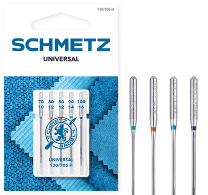Aiguilles universelles pour machine à coudre SCHMETZ UNIVERSAL - N°/70/80/90/100 (5 pcs)