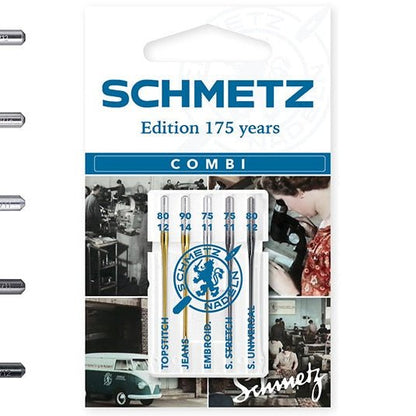 Attēls ar Šujmašīnu adatu komplekts SCHMETZ Combi Edition 175 Years – 5 gab. – pieejams Šarlotes audumi