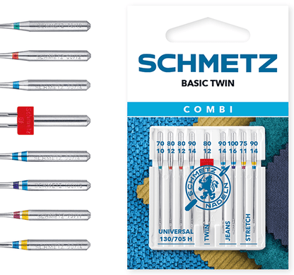 Attēls ar Šujmašīnu adatu komplekts SCHMETZ CREATIVE 9 UNIVERSAL/ZWI/STRETCH/JEANS (9gab.) – pieejams Šarlotes audumi