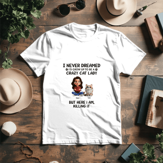 Attēls ar T - krekls ar kaķi – pieejams Šarlotes audumi