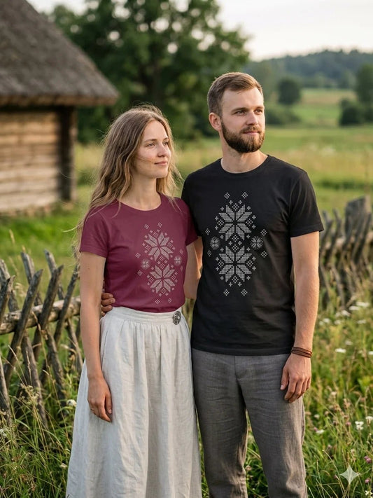 Attēls ar T - krekls "Auseklis gaišs" – pieejams Šarlotes audumi