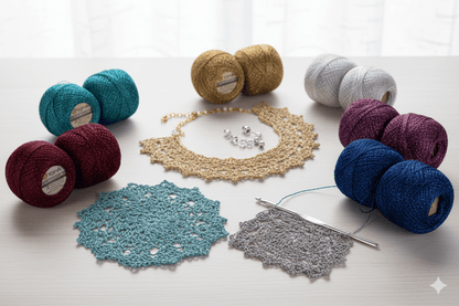 Fil à tambour YarnArt Camellia avec fils brillants - 20g / 192m – disponible chez Šarlotes audumi