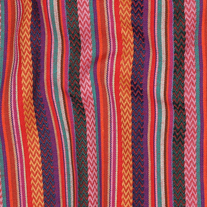 Ethnic pattern fabric - lilac, orange with red 200 g/m²