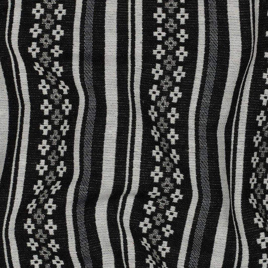 Attēls ar Tautiska raksta audums - melnbalts abstrakts raksts 315 g/m² – pieejams Šarlotes audumi