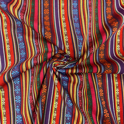 Tissu à motif traditionnel - tons rouges et bleus 200 g/m²