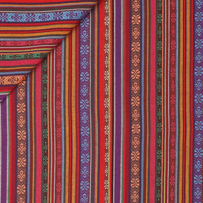 Tissu à motif traditionnel - tons rouges et bleus 200 g/m²