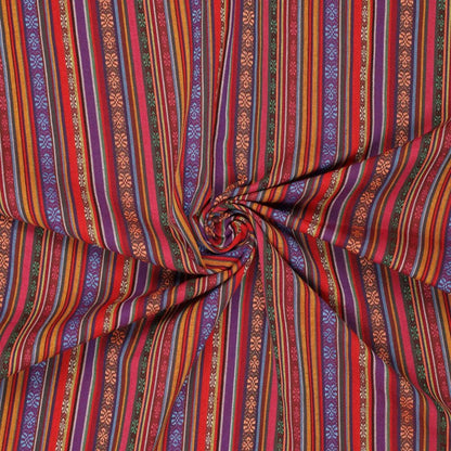 Tissu à motif traditionnel - tons rouges et bleus 200 g/m²