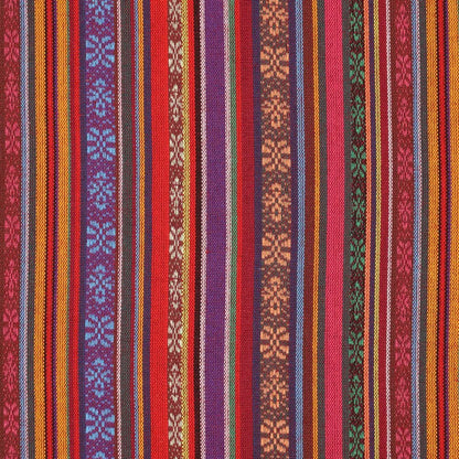 Tissu à motif traditionnel - tons rouges et bleus 200 g/m²