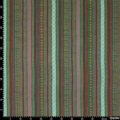 Tissu à motif folklorique - vert 200 g/m²