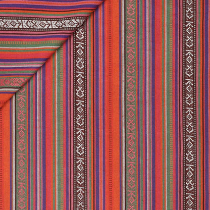 Tissu à motif folklorique vert, orange et rouge 200 g/m²