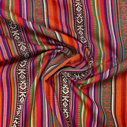 Tissu à motif traditionnel - vert, orange et rouge 200 g/m²