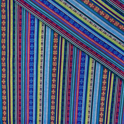 Tissu à motif traditionnel - bleu et vert 200 g/m²