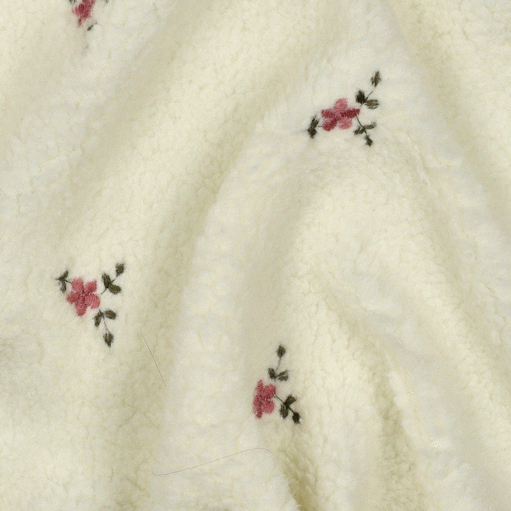 Image of Teddy fleece, warm white with embroidery – available online at Šarlotes Audumi