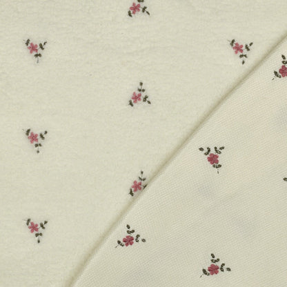 Image of Teddy fleece, warm white with embroidery – available online at Charlotte's Fabrics